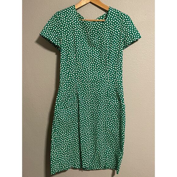 Womens Midi Dress Size 13/14 Green Polka Dot Retro Style Rockabilly Pinup Y2K - Picture 1 of 8